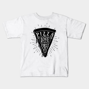 Pizza Love At First Bite Kids T-Shirt